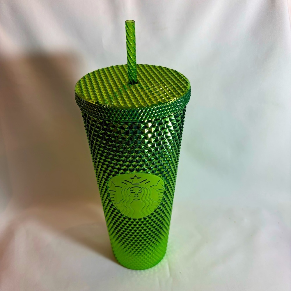 STARBUCKS Metallic Green Bling Studded Cup 24 oz Holiday 2023 Cup NEW WITH TAG